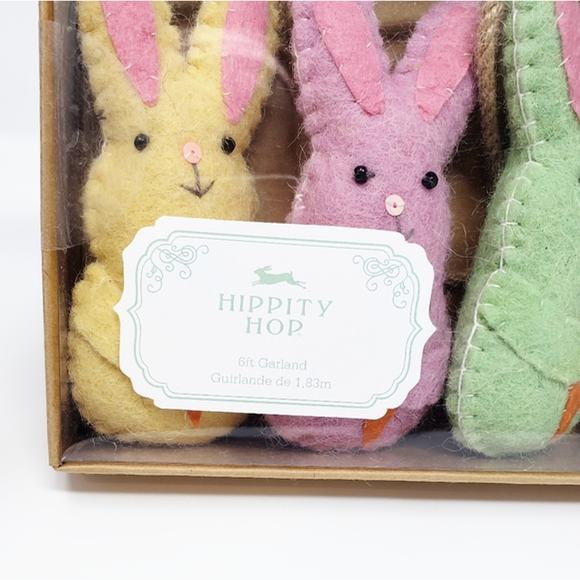 COTTONTAIL LANE 6ft Felt Pastel Easter Bunny Rabbit & Carrots Spring Garland NEW - Picture 5 of 6